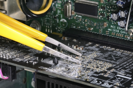 Computer technician repairing concept of troubleshooting and maintenanceの写真素材