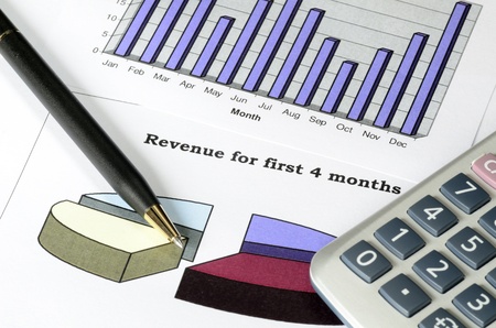 Concept of financial analysis, stock market charts, and business growthの写真素材