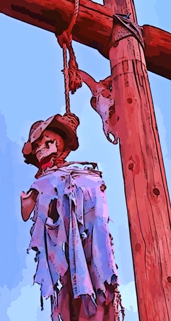 Hanged man old western graphicの写真素材