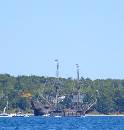 Spanish Galleon in Tall Ships PArade in Halifax Nova Scotiaのeditorial素材