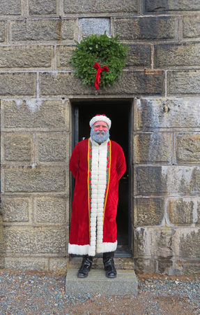 Actor portraying Santa Clause during Victorian era at Halifax Citadel Fort in Nova Scotia, Canada.のeditorial素材
