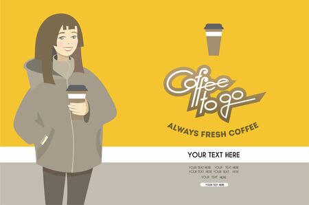Coffee to Go banner. Colorful vector Illustration.のイラスト素材