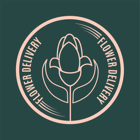 Flower shop and delivery template. Vector illustration.のイラスト素材