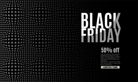 Black friday banner template. Vector illustration on dark background.のイラスト素材