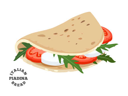 Piadina italian bread. Colorful vector illustration on white background.のイラスト素材
