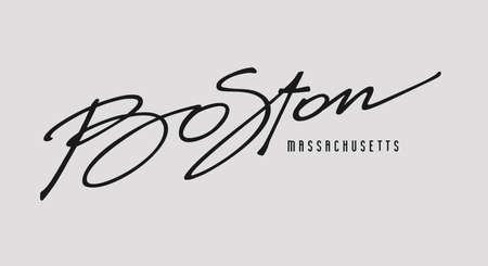 Hand written word Boston. Calligraphy lettering. Vector illustration.