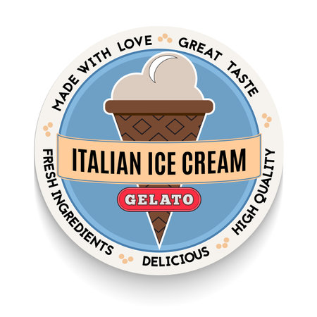 Ice cream shop logo in vintage style. Vector illustration.のイラスト素材