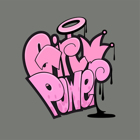 Girl power graffiti style hand drawn lettering. Street art.のイラスト素材