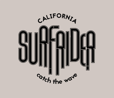 Hand drawn lettering surf rider California. Vector illustration for logo or t shirt design.のイラスト素材