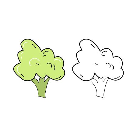 Cute doodle broccoli pattern, healthy food and natural food.のイラスト素材