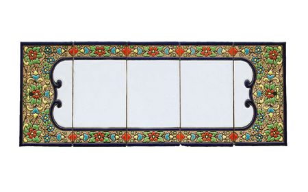 Empty tile plaque with floral ornamentの写真素材