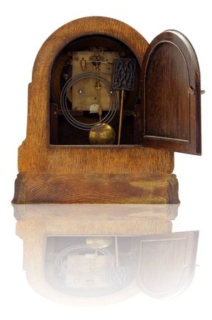 heart of an old clock isolated on a white background