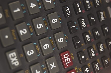 scientific calculator close up. Focus on numer 9の写真素材