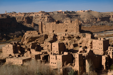 Old kasbah, Morocco, Africa. Atlas Mountains are famous for many ruins and historic kasbah.のeditorial素材