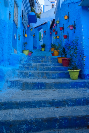 Chefchaouen, the blue city in the Morocco is a popular travel destinationの写真素材