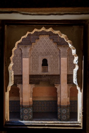 The Ali Ben Youssef Madrasa in Marrakesh, Morocco is former Islamic college and famous landmark.のeditorial素材