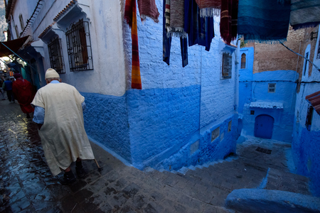 Chefchaouen, the blue city in the Morocco is a popular travel destinationの写真素材