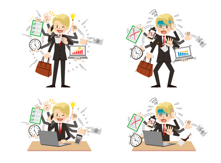 Businessman to do a multi-tasking.のイラスト素材