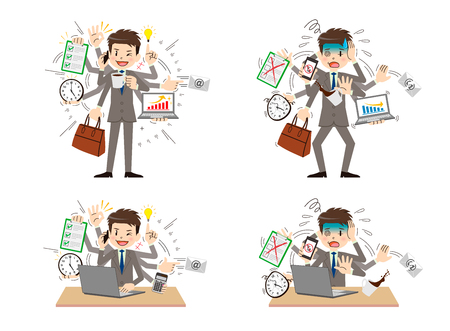 Businessman to do a multi-tasking.のイラスト素材