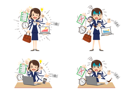 Business woman to do a multi-tasking.のイラスト素材