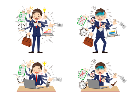 Businessman to do a multi-tasking.のイラスト素材