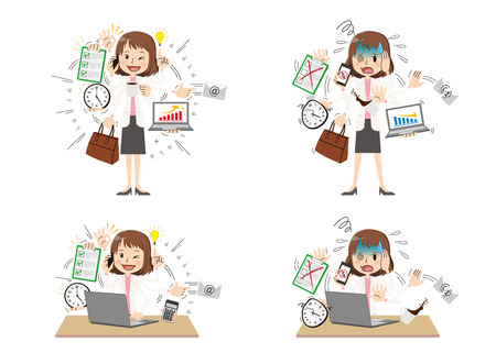 Business woman to do a multi-tasking.のイラスト素材