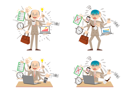 Businessman to do a multi-tasking.のイラスト素材