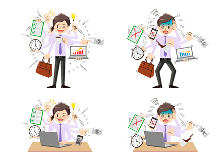 Businessman to do a multi-tasking.のイラスト素材
