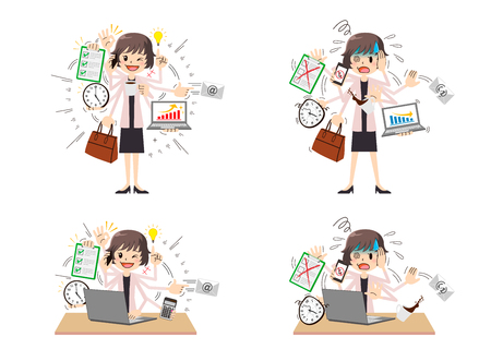 Business woman to do a multi-tasking.のイラスト素材