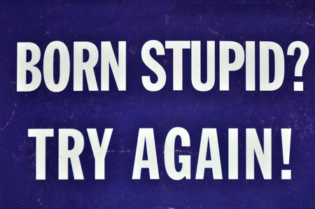 Funny coloured paper notice with four words.