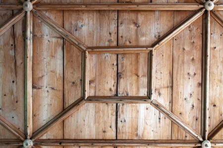 Detail of old wooden ceiling, horizontal shot.の写真素材