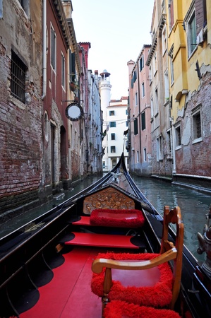 Venice seen from a gondola, vertical shot.の写真素材