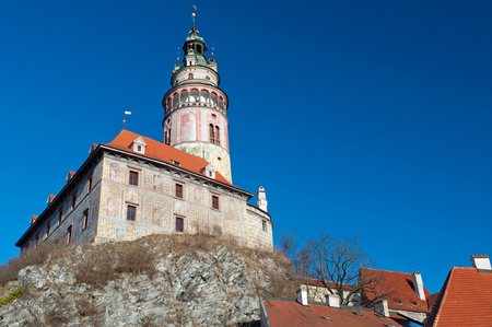 View at a castle tower in Cesky Krumlov.の写真素材