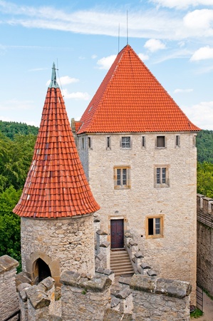 Medieval castle Kokorin viewed from tower, Czech Republic.の写真素材