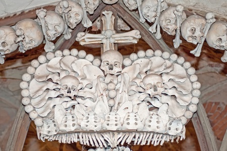 Crown made of bones in Sedlec Ossuary, Kutna Hora, Czech Republic.のeditorial素材