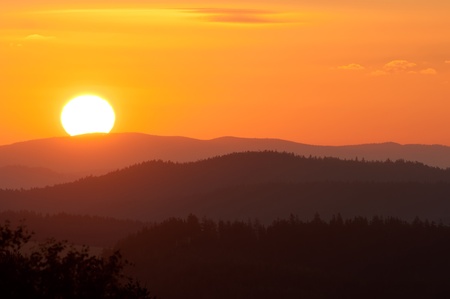 Beautiful European countryside during the sunrise.の写真素材