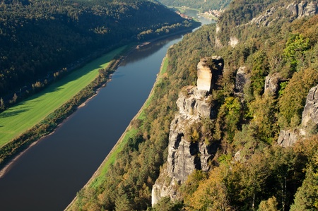 View of a beautiful autumn landscape in Czech-Saxony Switzerland.の写真素材
