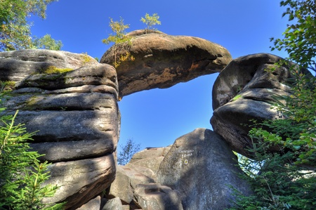 Gate in the rocky town of Adrspach in the Czech Republic.の写真素材