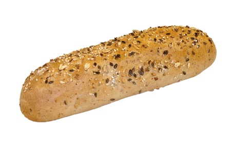 Wholewheat baguette isolated on a white background の写真素材