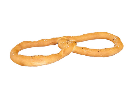 A pretzel isolated on a white background.の写真素材