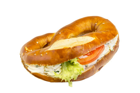 A pretzel isolated on a white background.の写真素材