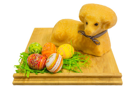 Easter Lamb isolated on a white background.の写真素材