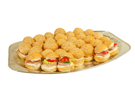 Plate of sandwiches isolated on a white background.の写真素材