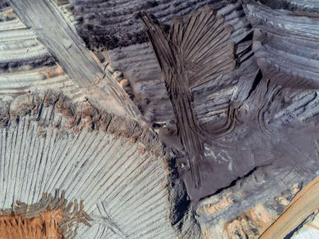 Aerial photo of Sandy Textures in open coal mining pit Gartzweilerの写真素材