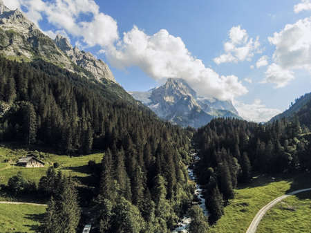 Aerial photo of Suisse mountainの写真素材