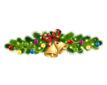 illustration of the Christmas fir garland on a white background のイラスト素材