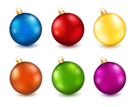 Set of colored Christmas balls on a white backgroundのイラスト素材