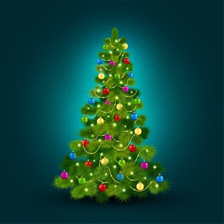 Vector illustration with a beautiful Christmas treeのイラスト素材