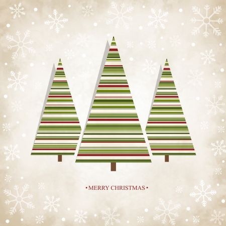 Vector vintage card with Christmas treesのイラスト素材