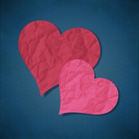 illustration with two hearts from old paperのイラスト素材